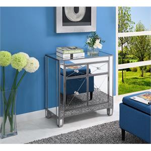 gold coast vineyard two-drawer cabinet with mirrored glass and gray trim