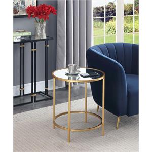 gold coast deluxe round end table with mirrored glass and gold frame