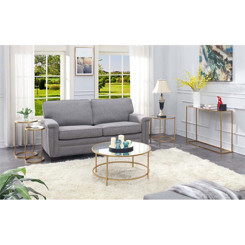 Gold Coast Faux Round Coffee Table With Mirrored Glass And Frame 413477mrg - Round Coffee Table Gold Coast Gold Coast Faux Round Coffee Table With Mirrored Glass And Frame 413477mrg - Round Coffee Table Gold Coast