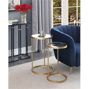 gold coast nesting end tables with mirrored glass and gold metal frame