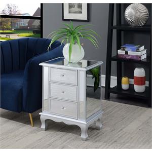 gold coast vineyard three-drawer end table with mirrored glass and gray trim