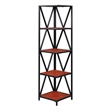 Convenience Concepts Tucson Black Metal Five-Tier Corner Bookcase in Cherry Wood