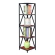 Convenience Concepts Tucson Black Metal Five-Tier Corner Bookcase in Cherry Wood