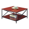 Convenience Concepts Tucson Black Metal Square Coffee Table in Cherry Wood