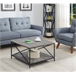 Convenience Concepts Tucson Black Metal Square Coffee Table in Gray Wood Finish