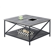 Convenience Concepts Tucson Black Metal Square Coffee Table in Gray Wood Finish