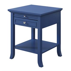 American Heritage Logan End Table with Drawer and Slide in Blue Wood Finish