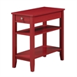 American Heritage Three Tier End Table With Drawer in Red Wood Finish