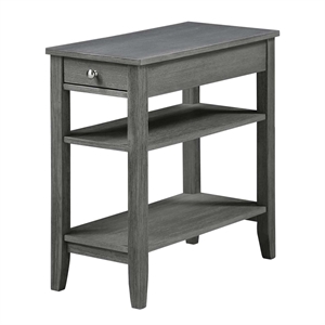 American Heritage Three-Tier End Table with Drawer in Gray Wood Finish