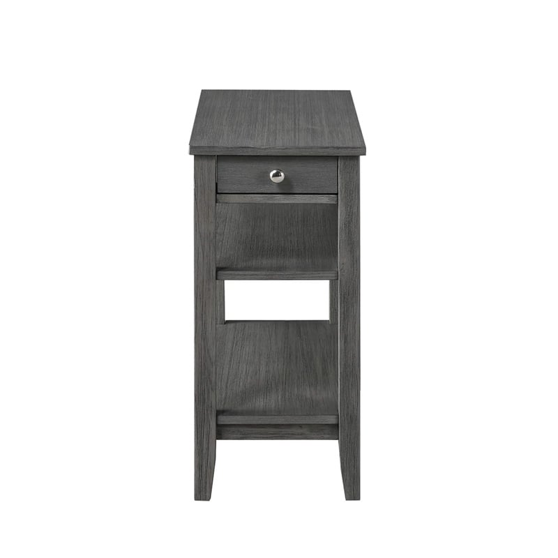 American Heritage Three-Tier End Table with Drawer in Gray Wood Finish