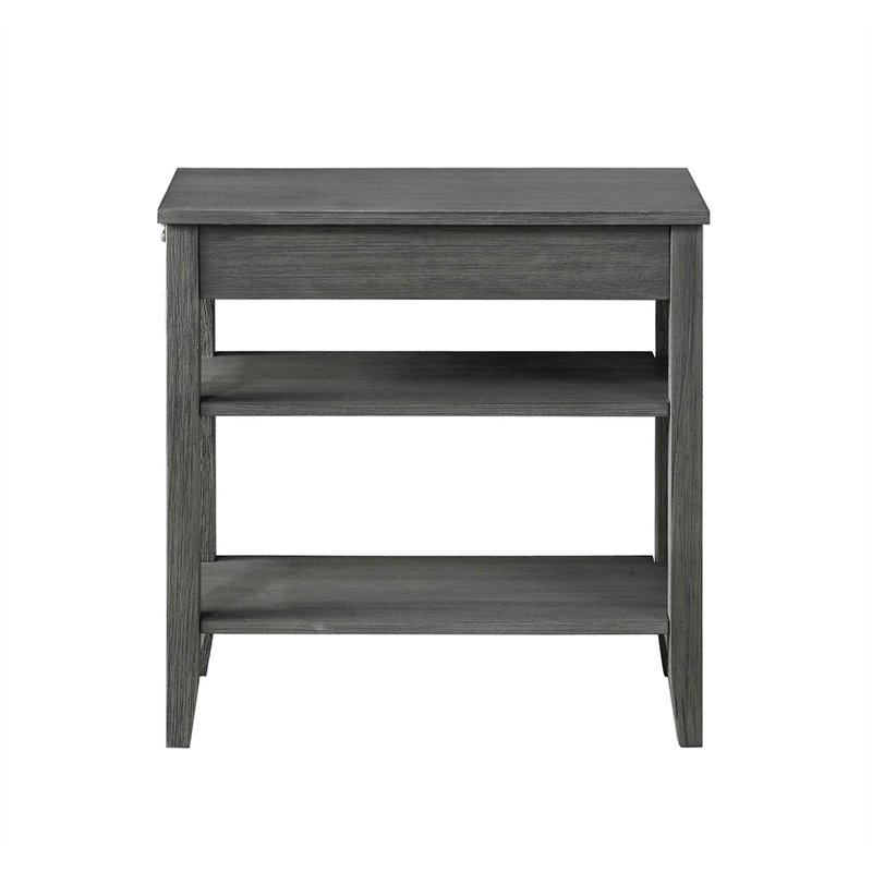 American Heritage Three-Tier End Table with Drawer in Gray Wood Finish
