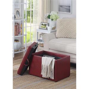 Convenience Concepts Designs4Comfort Accent Storage Ottoman in Red Faux Leather