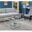 Royal Crest Square Coffee Table in Clear Glass with Chrome Metal Frame