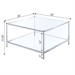Royal Crest Square Coffee Table in Clear Glass with Chrome Metal Frame