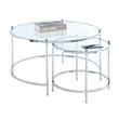 Royal Crest Nesting Round Coffee Table in Clear Glass and Chrome Metal Frame