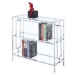 Town Square Three-Tier Bookcase in Clear Glass and Chrome Metal Frame