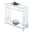 Convenience Concepts Town Square Hall Table in Clear Glass and Chrome Frame