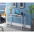 Convenience Concepts Town Square Desk With Shelf in Clear Glass and Chrome Frame