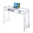 Convenience Concepts Town Square Desk With Shelf in Clear Glass and Chrome Frame