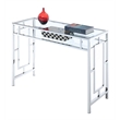 Convenience Concepts Town Square Desk With Shelf in Clear Glass and Chrome Frame