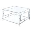 Town Square Square Coffee Table in Clear Glass and Chrome Metal Frame