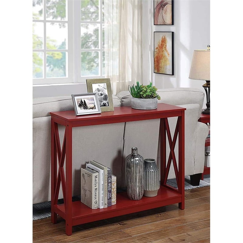 Convenience Concepts Oxford Console Table in Red Wood Finish