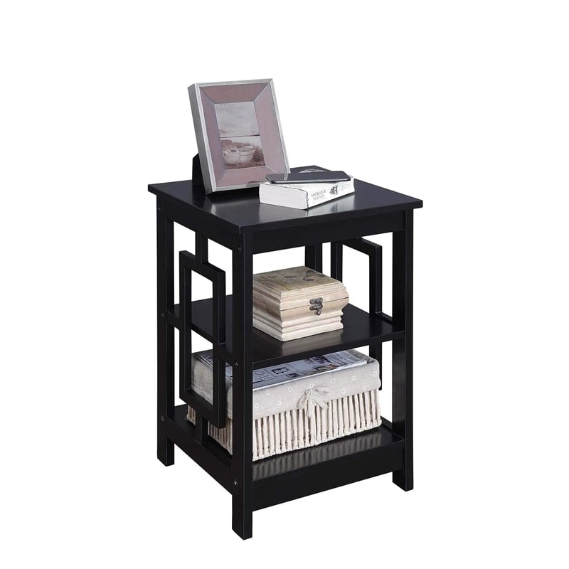 Convenience Concepts Town Square End Table in Black Wood Finish