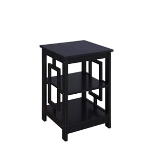 Convenience Concepts Town Square End Table in Black Wood Finish