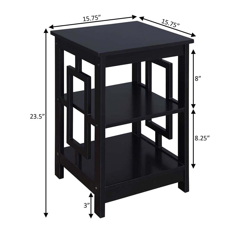 Convenience Concepts Town Square End Table in Black Wood Finish
