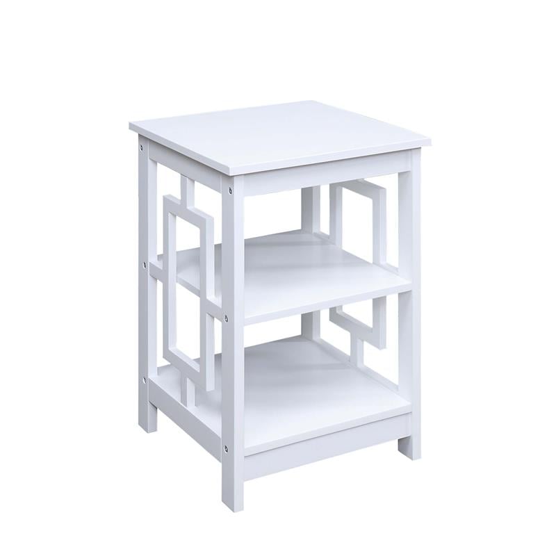 Convenience Concepts Town Square End Table in White Wood Finish