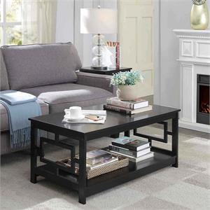 convenience concepts town square coffee table in black wood finish