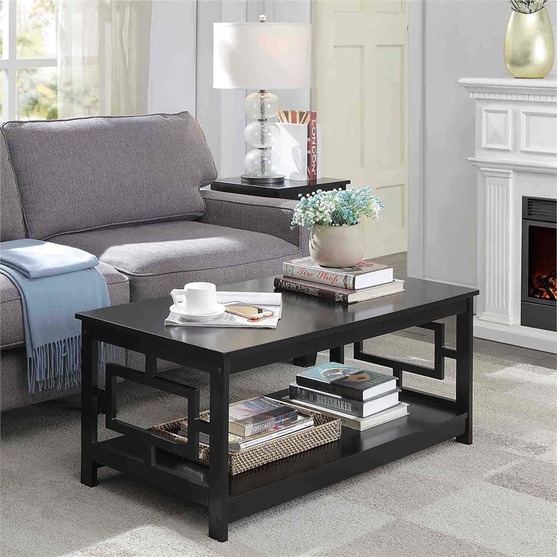 Convenience Concepts Town Square Coffee Table in Black Wood Finish