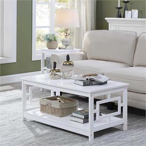 convenience concepts town square coffee table in white wood finish