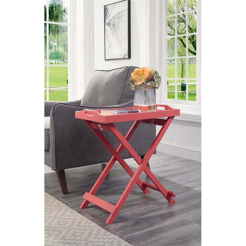 Convenience Concepts Designs2Go Tray Table in Pink Wood Finish