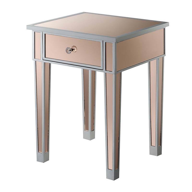 Gold Coast Mirrored End Table With Drawer 413345cpkss