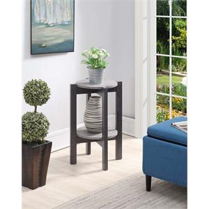 convenience concepts newport medium plant stand in gray wood finish