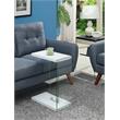 Convenience Concepts SoHo C End Table in White Wood Finish with Clear Glass