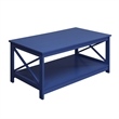 Convenience Concepts Oxford Coffee Table with Shelf in Blue Wood Finish