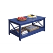 Convenience Concepts Oxford Coffee Table with Shelf in Blue Wood Finish