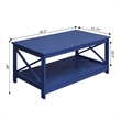 Convenience Concepts Oxford Coffee Table with Shelf in Blue Wood Finish