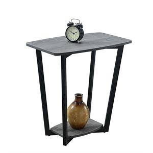 convenience concepts graystone end table in gray wood finish and black metal