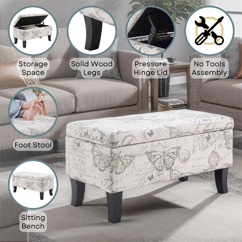 Convenience Concepts Designs4Comfort Winslow Storage Ottoman in Dark Blue Fabric