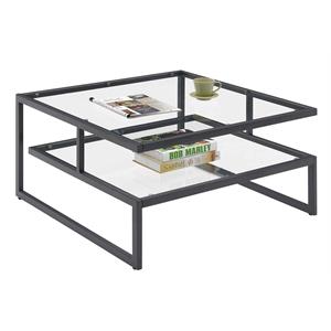 convenience concepts royal crest stripes coffee table in black metal finish