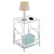 Convenience Concepts Omega Chrome End Table in Clear Glass with Chrome Frame