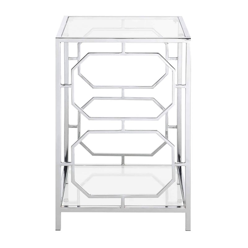 Convenience Concepts Omega Chrome End Table in Clear Glass with Chrome Frame