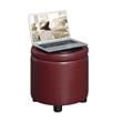 Designs4Comfort Round Accent Storage Ottoman in Burgundy Red Faux Leather Finish
