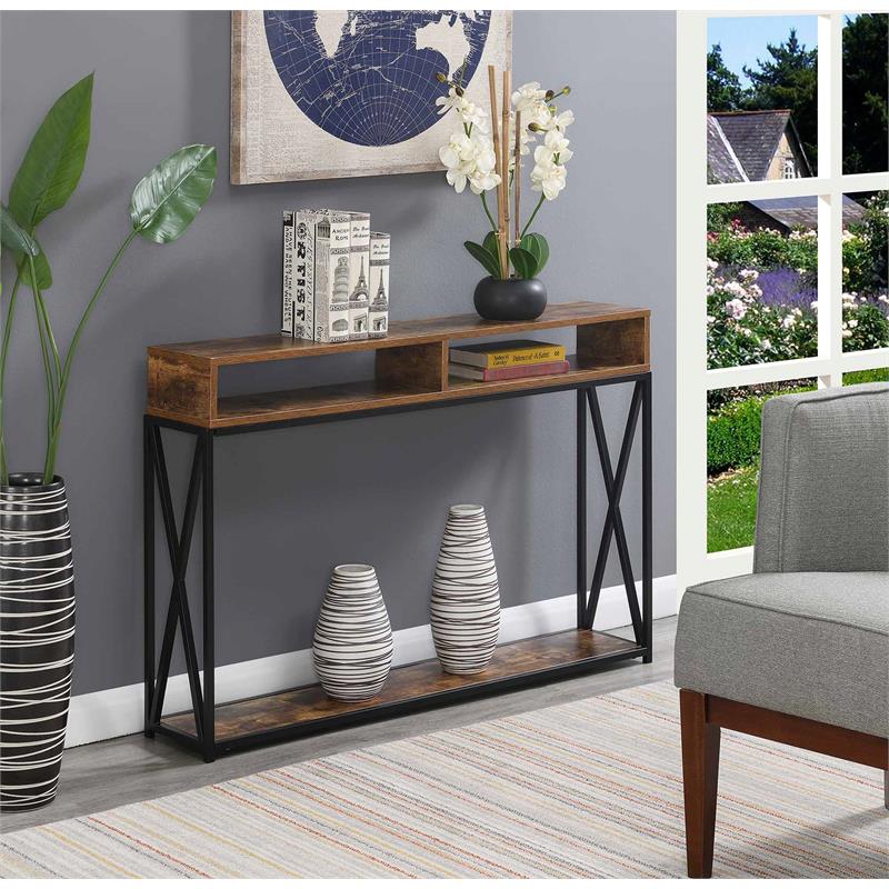 Convenience Concepts Tucson Deluxe 2 Tier Console Table in Tobacco Wood Finish