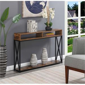 Convenience Concepts Tucson Deluxe 2 Tier Console Table in Tobacco Wood Finish