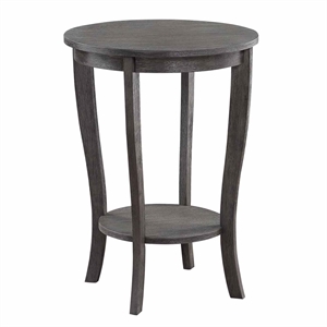 Convenience Concepts American Heritage Round End Table in Gray Wood Finish