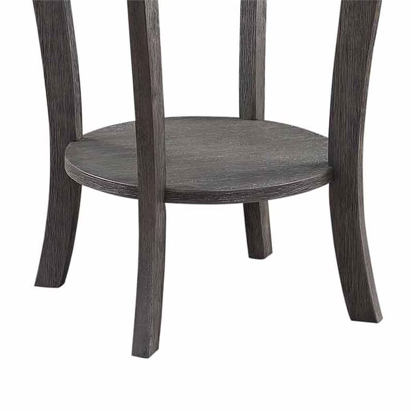 Convenience Concepts American Heritage Round End Table in Gray Wood Finish